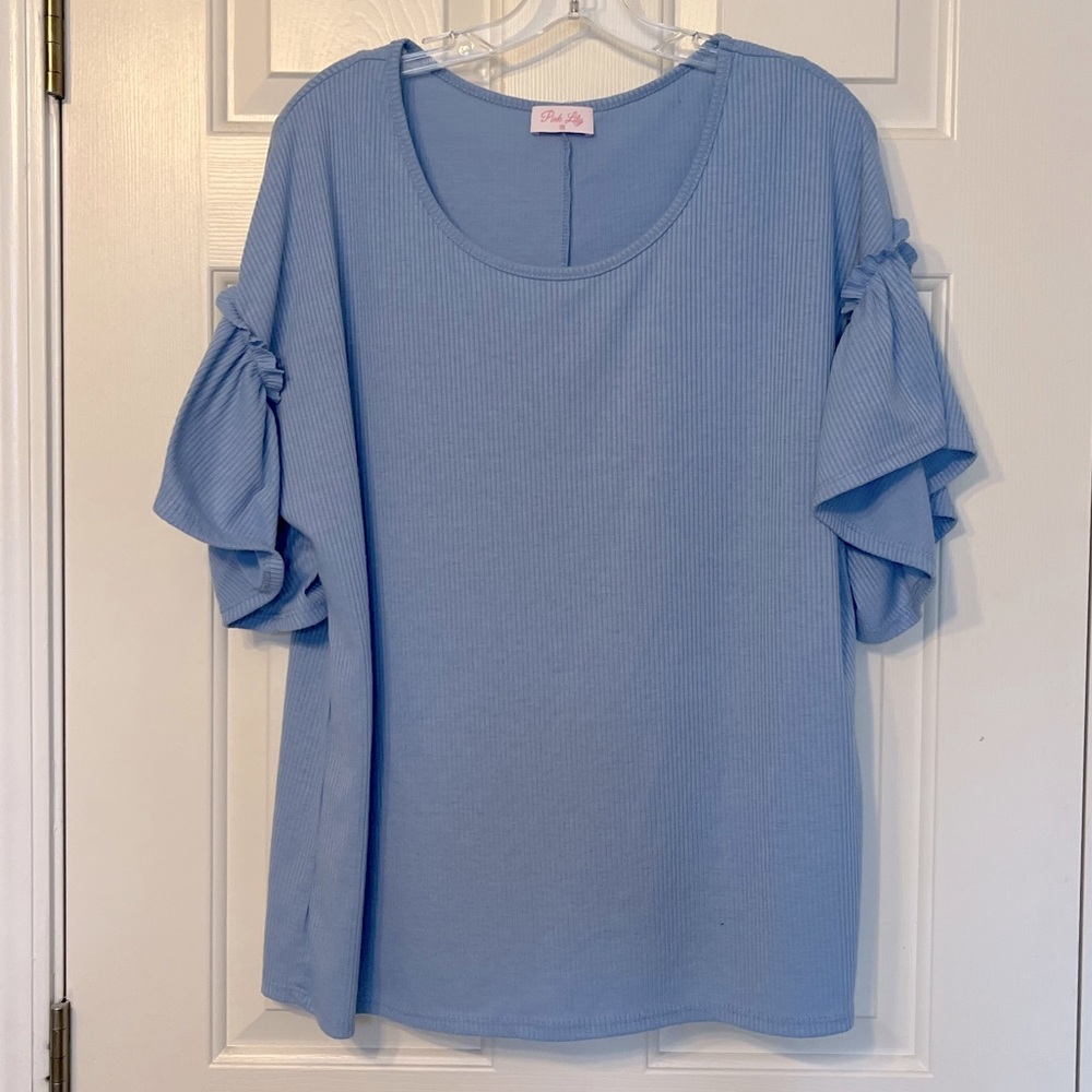 Pink Lily flutter sleeve tee